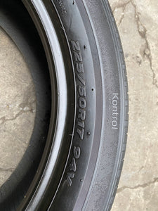 4 225-50-17 94V Hankook Kinergy GT w/98% Tread Life. Local Pickup Only.